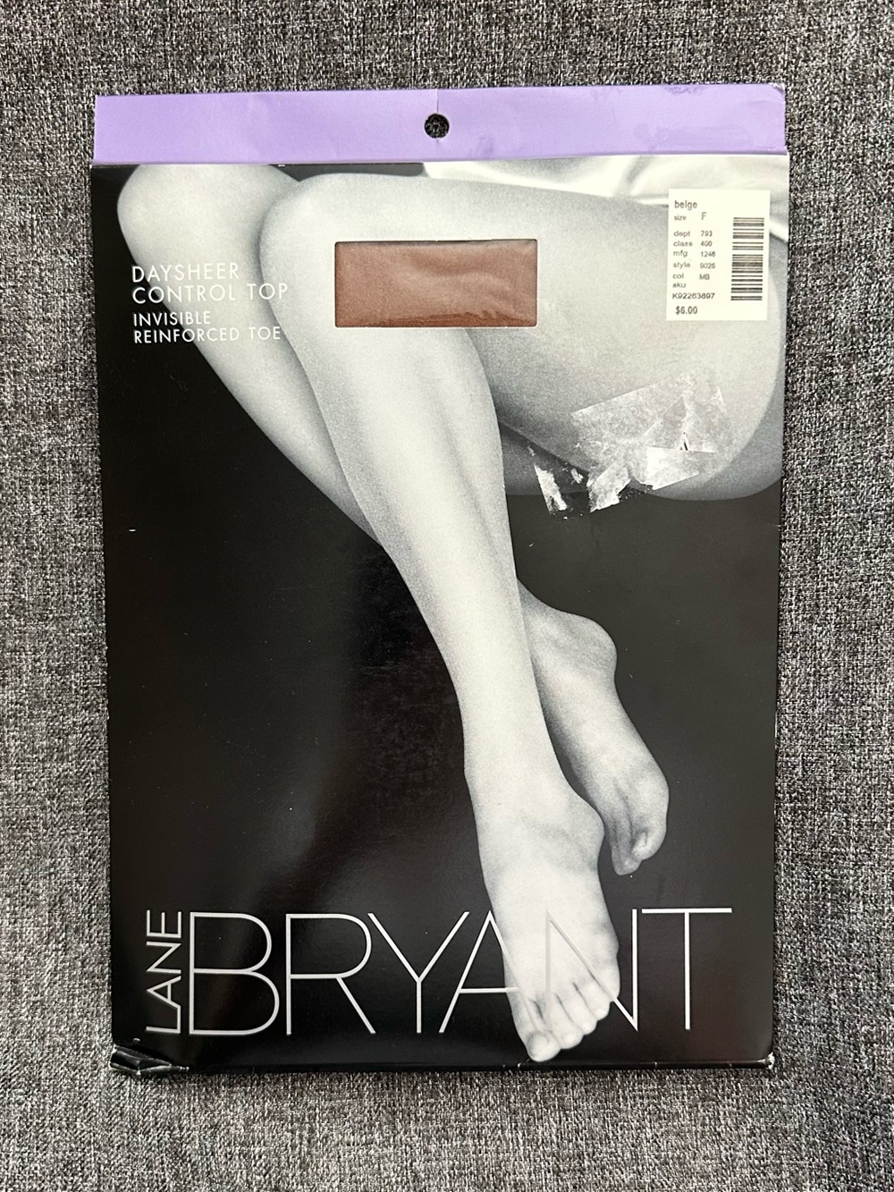 NEW Lane Bryant Daysheer Control Top Invisible Toe Pantyhose Beige VTG Size F